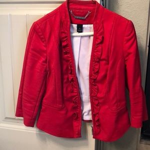 WHBM red quarter sleeve blazer